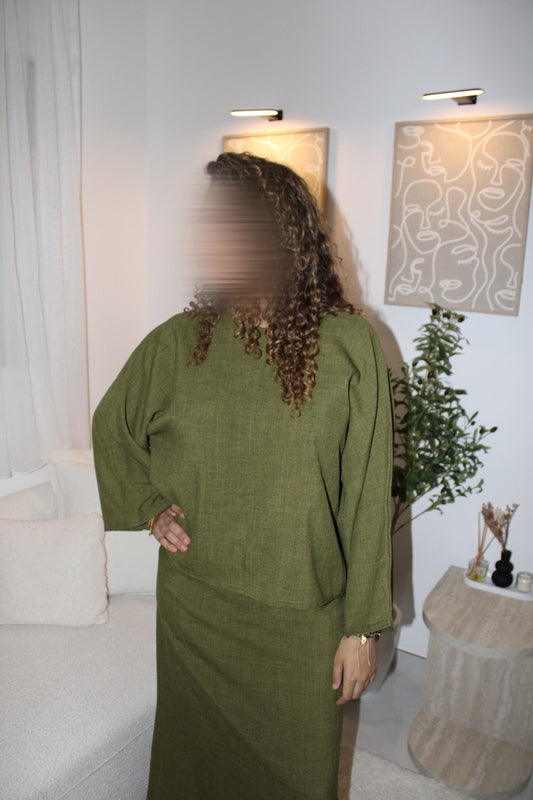 Ensemble jupe vert kaki