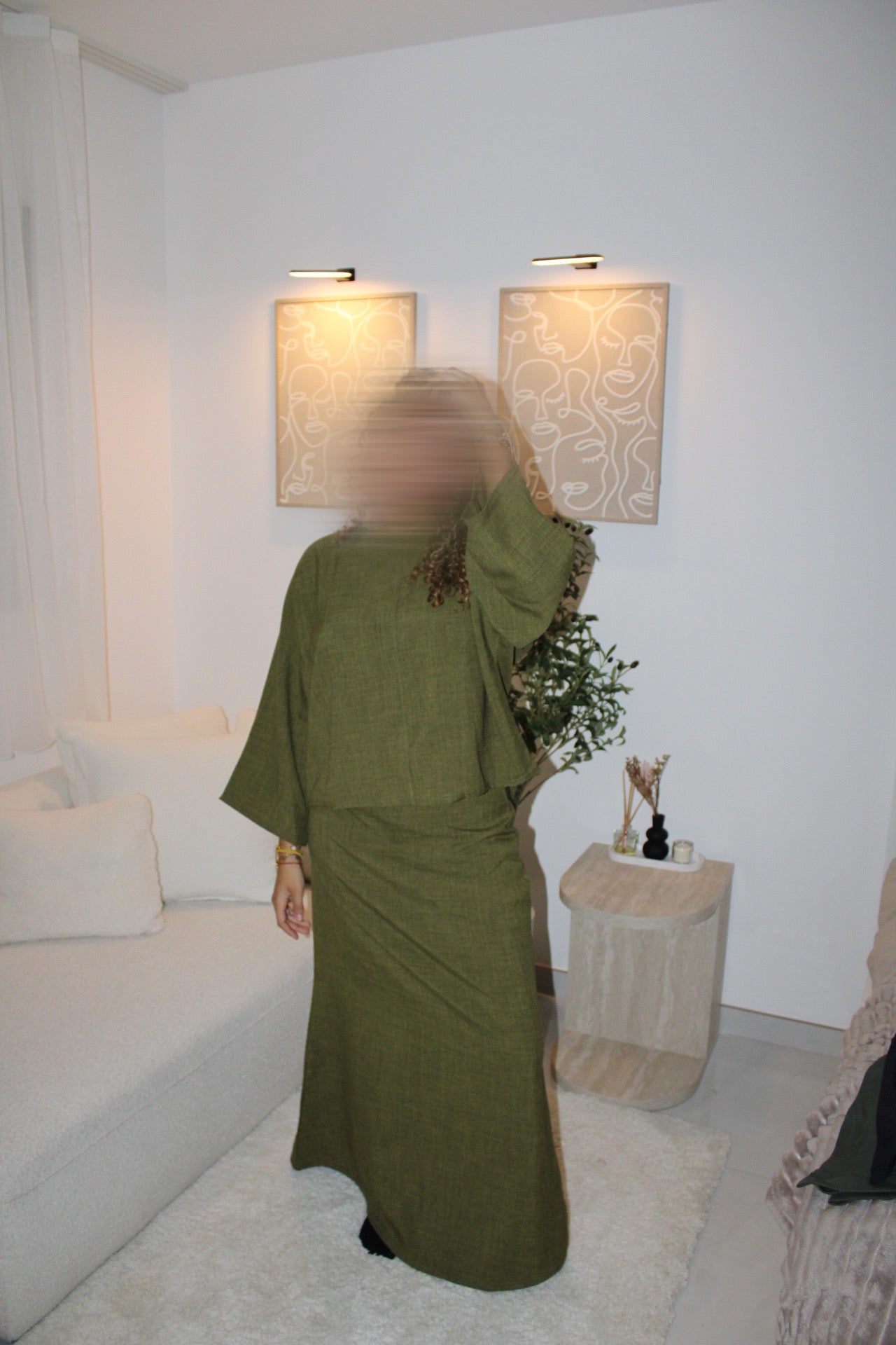 Ensemble jupe vert kaki