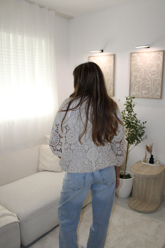 Gilet en crochet crème