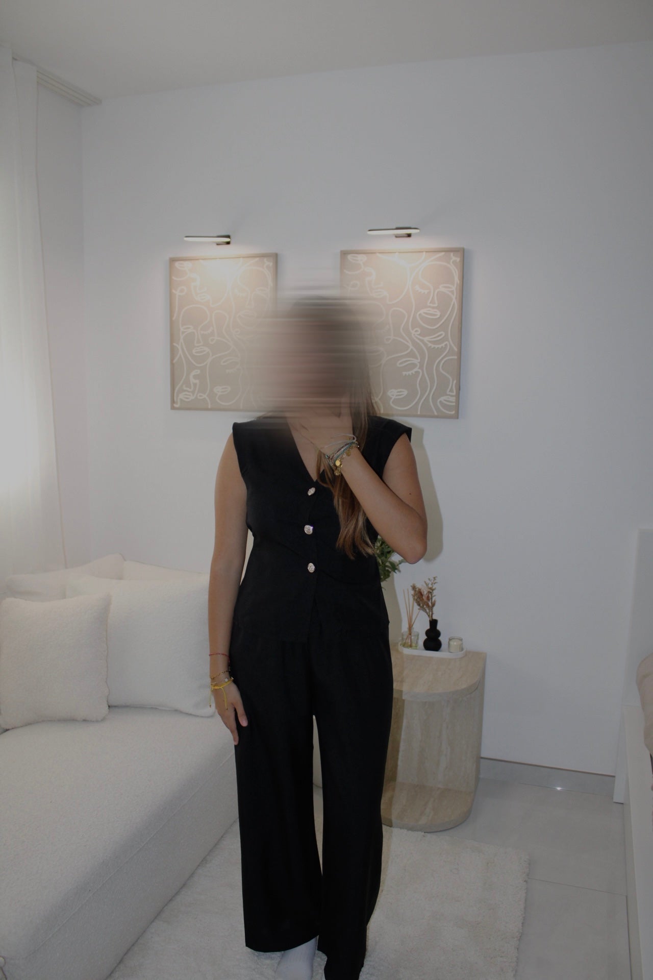 Ensemble avec haut à boutons noir