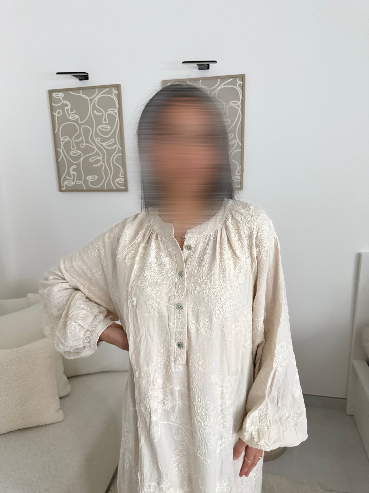 Robe à motif crème