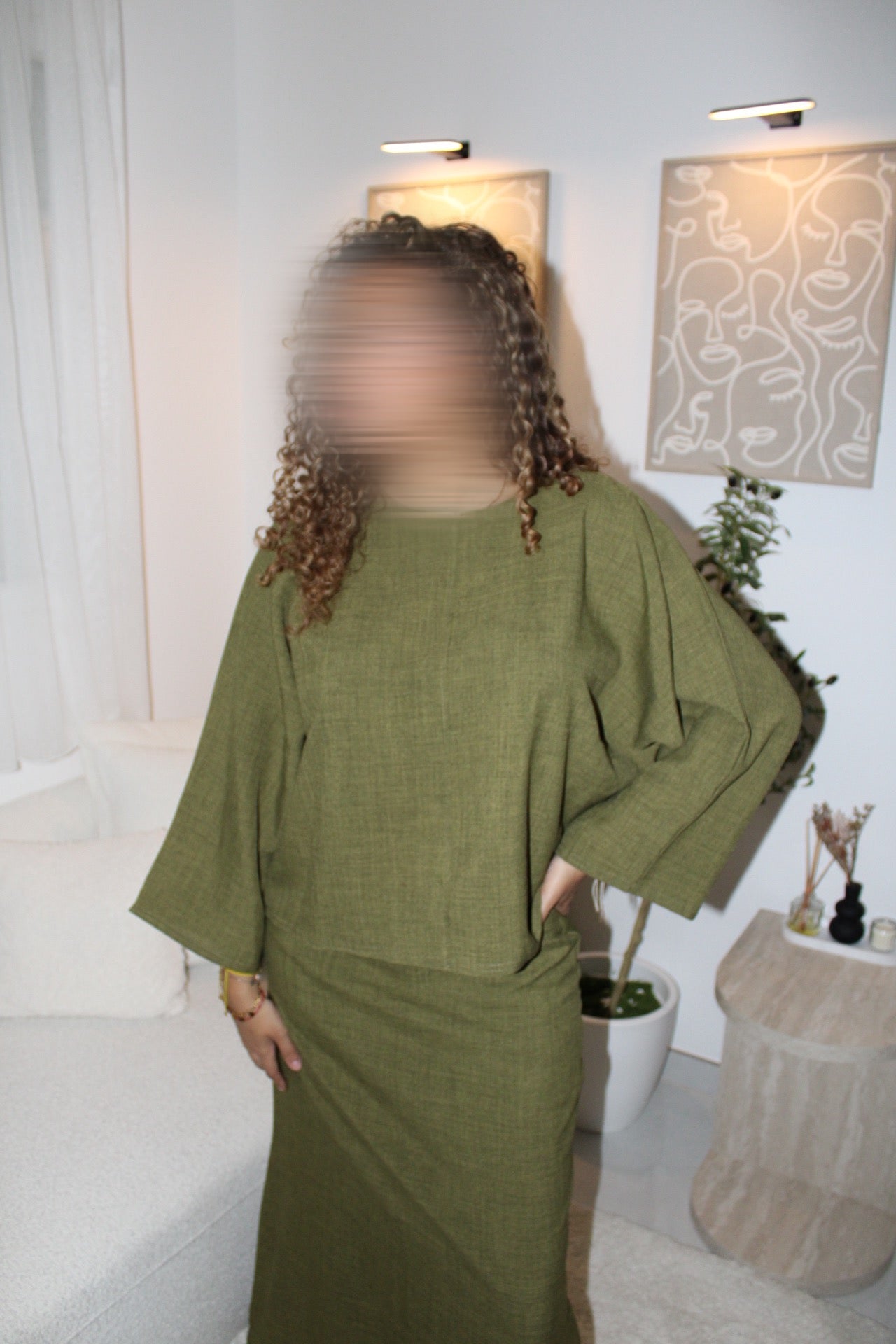 Ensemble jupe vert kaki