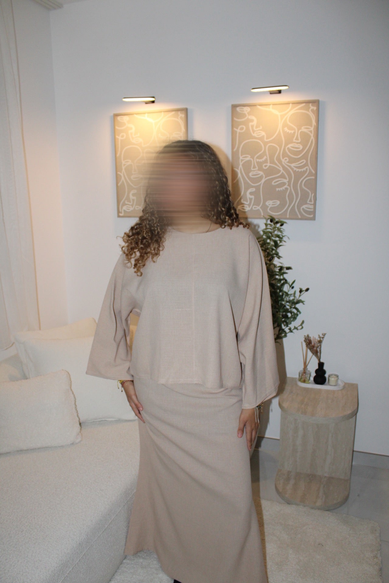 Ensemble jupe beige