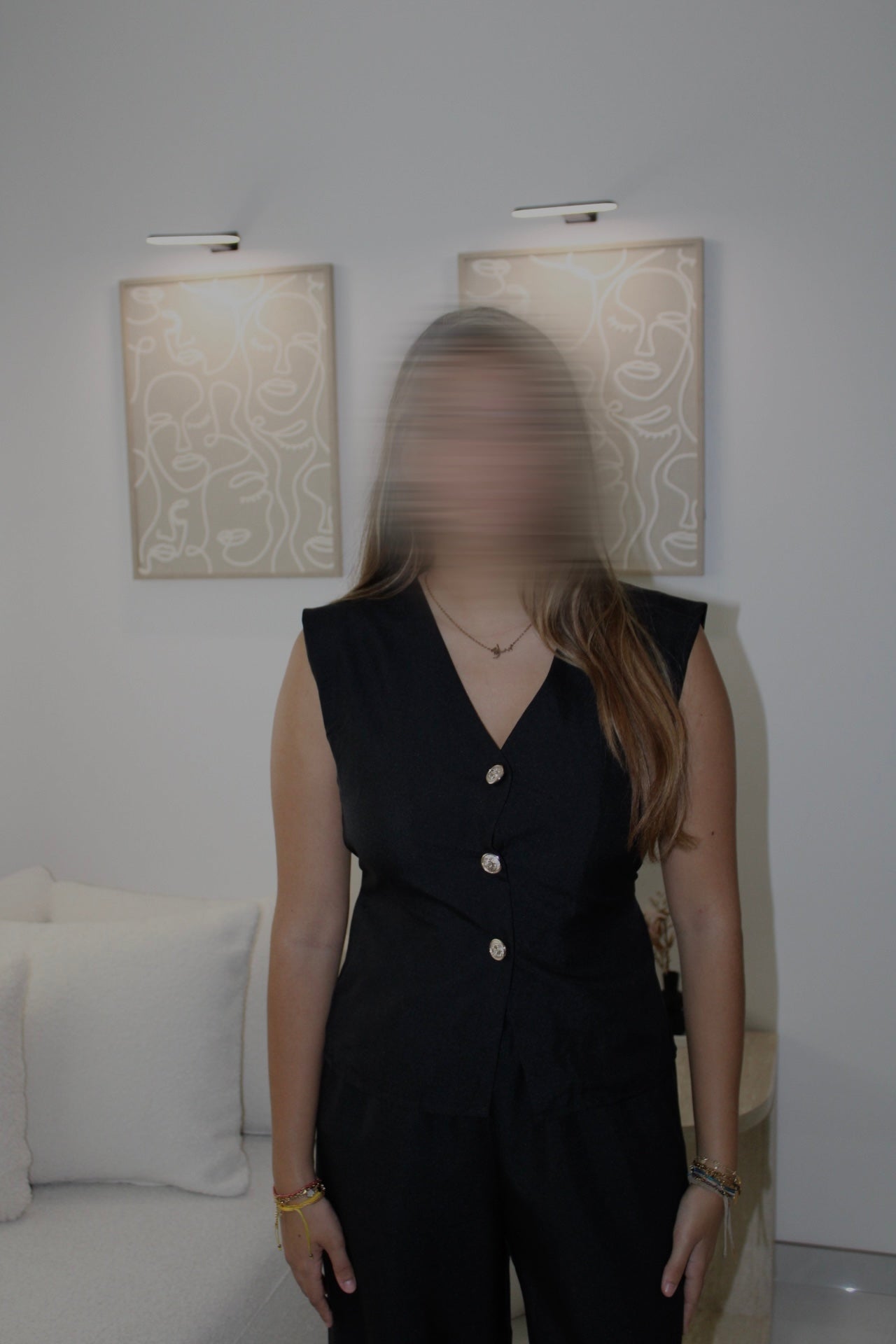 Ensemble avec haut à boutons noir