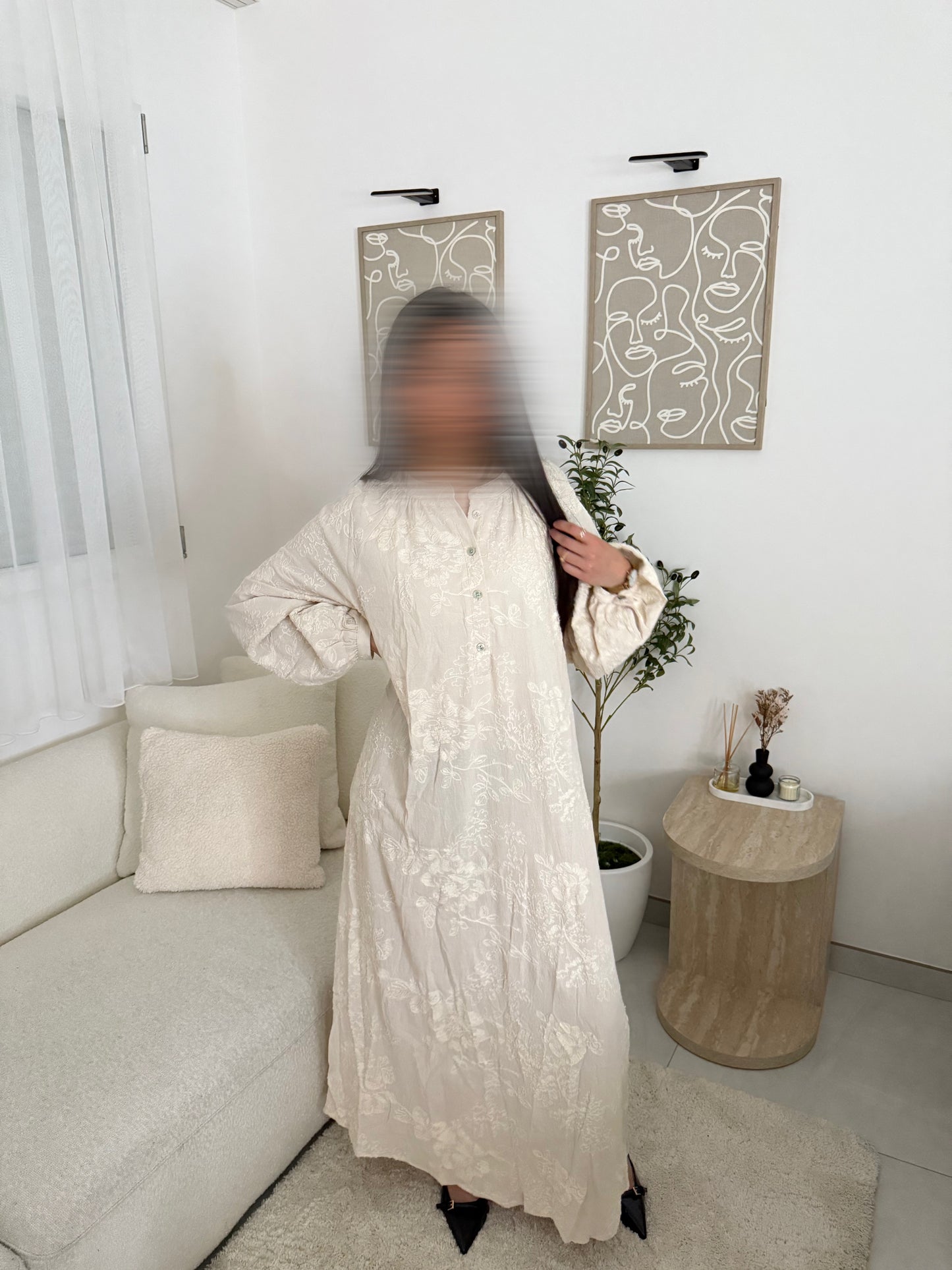 Robe à motif crème