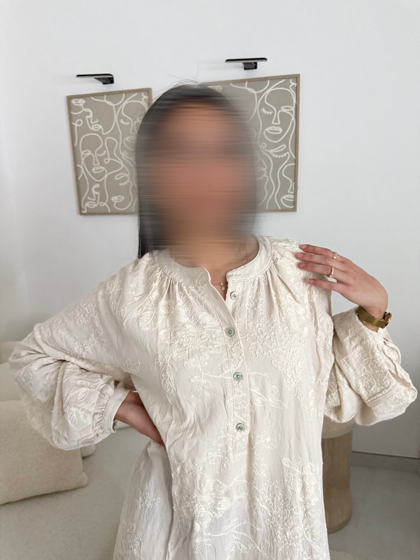 Robe à motif crème