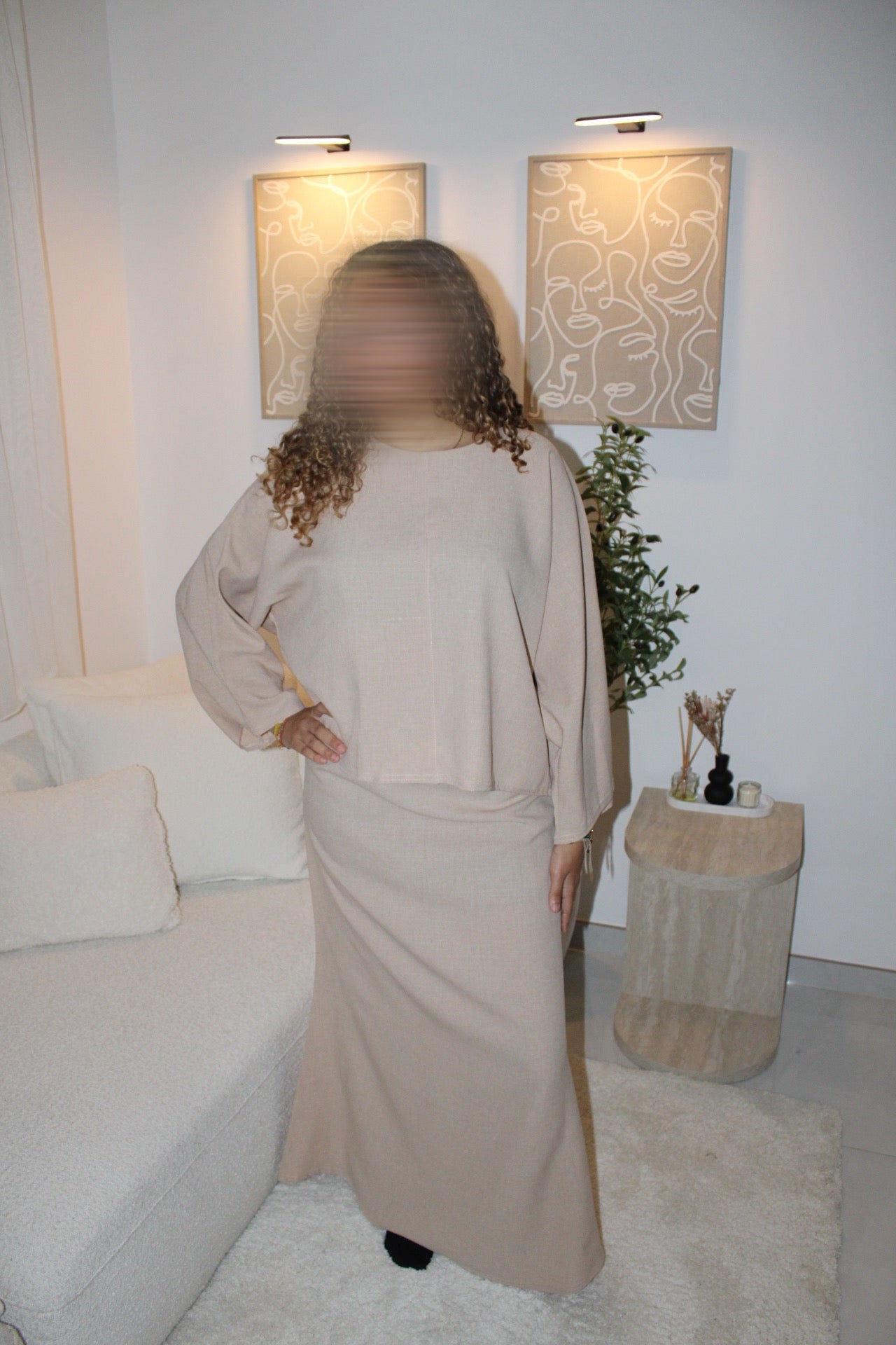 Ensemble jupe beige