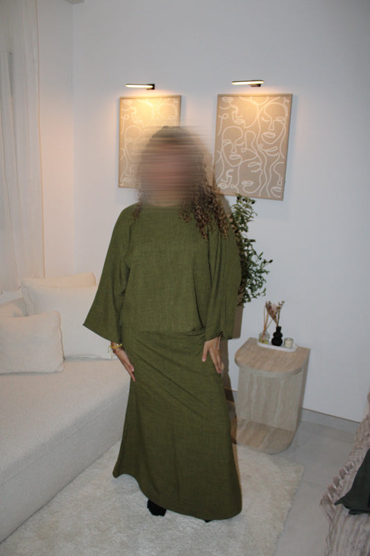 Ensemble jupe vert kaki