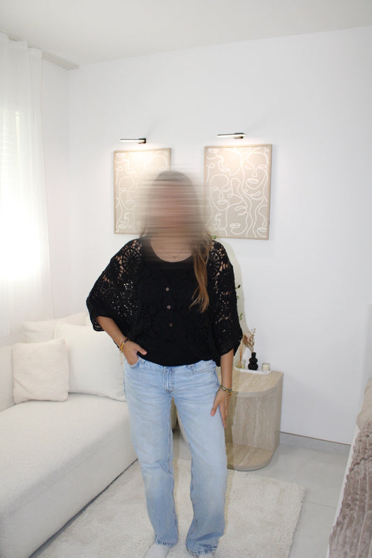 Gilet en crochet noir