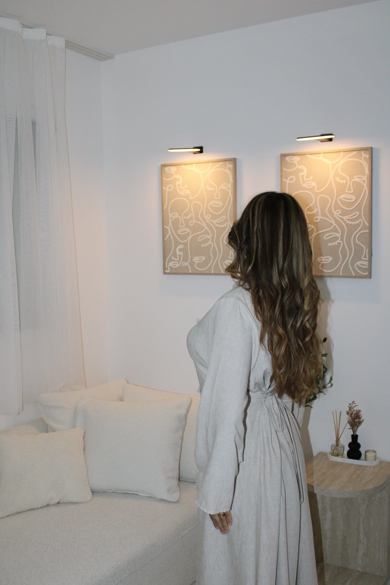Ensemble robe Abaya et dessus de robe à boutons couleur crème