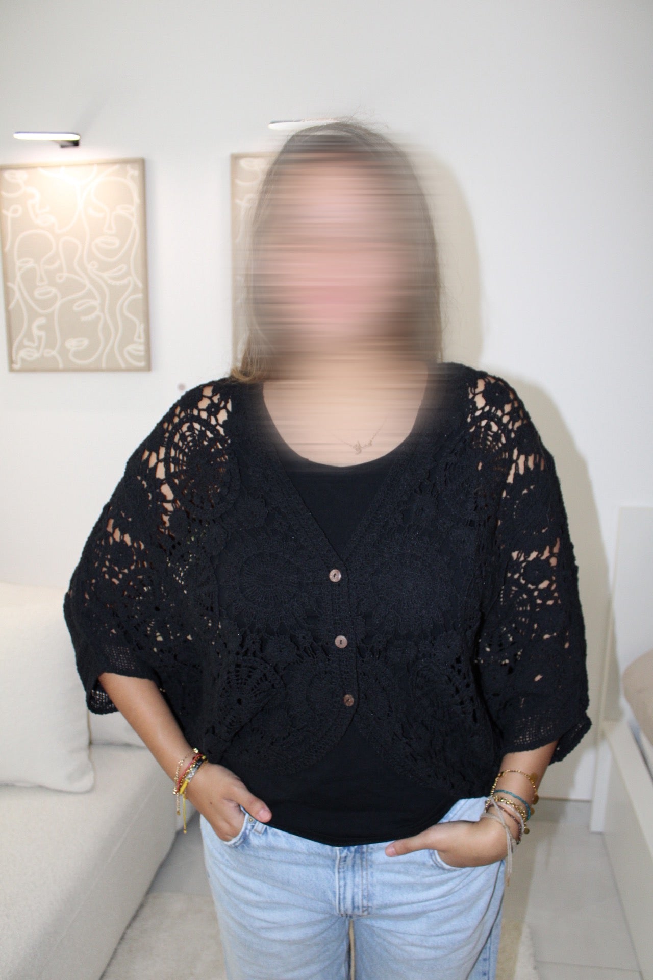Gilet en crochet noir