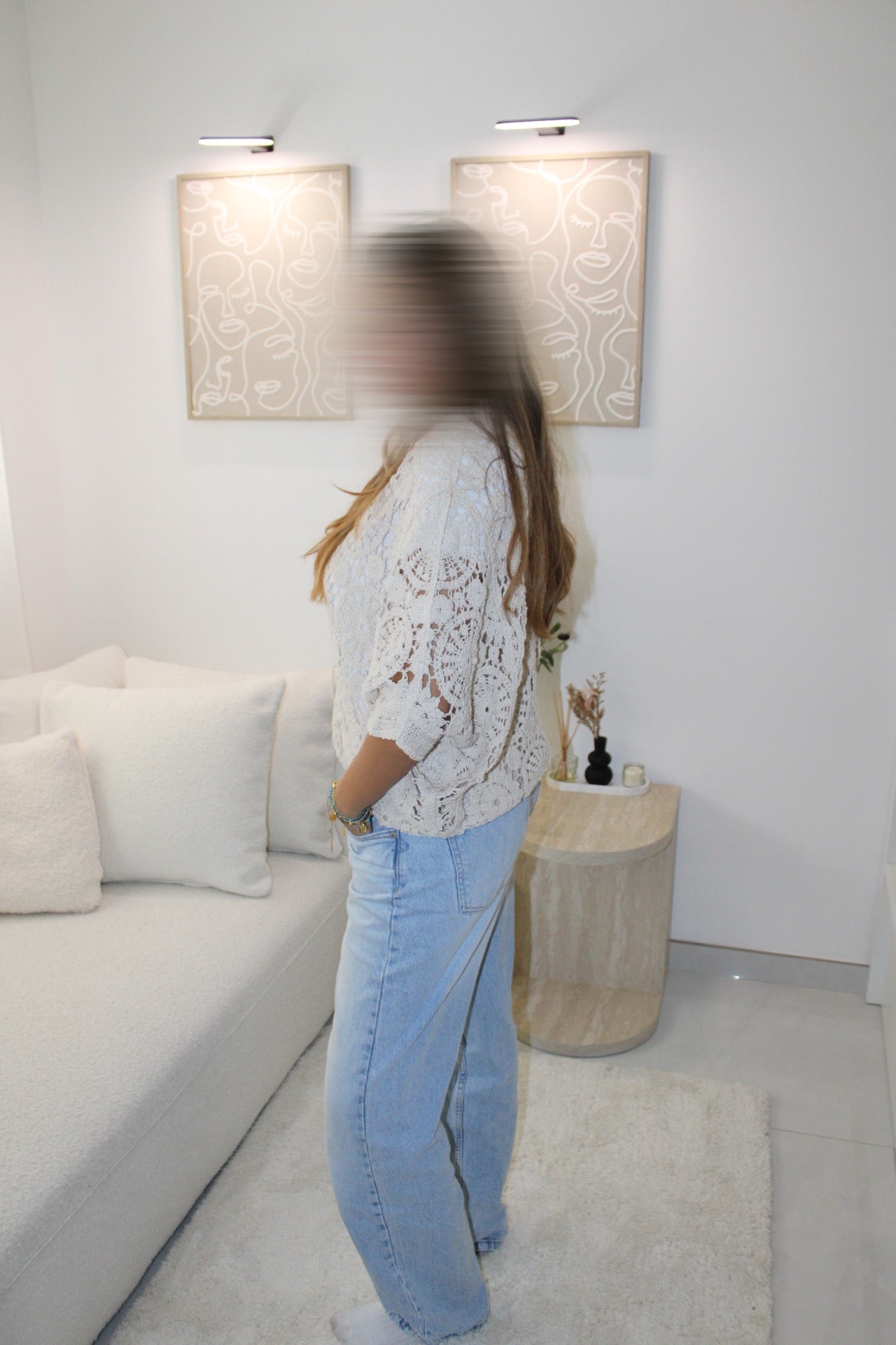Gilet en crochet crème